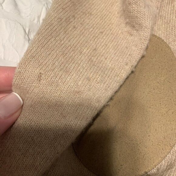 J Crew Womens Beige Burgundy Cashmere Long Sleeve Sweater Top Large - Picture 6 of 7